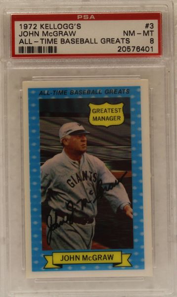 John McGraw - All Time Baseball Greats - 1972 Kellogg's - PSA Graded 8