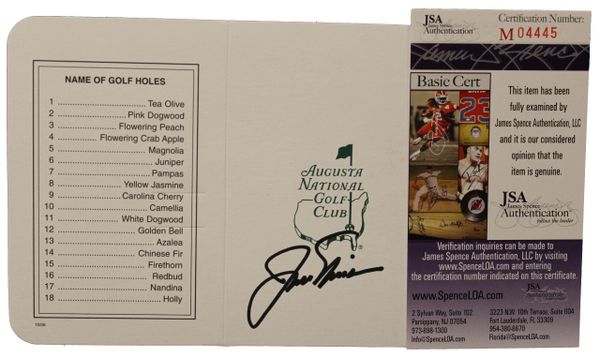 Jack Nicklaus Signed Augusta National Golf Club Score Card - JSA Authenticated # M04445