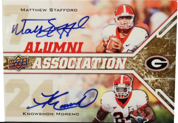 2009 Upper Deck Alumni Association, Matthew Stafford / Knowshon Moreno Autographed, Upper Deck Authenticated