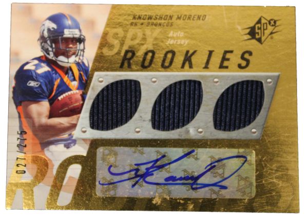Denver Broncos, Knowshon Moreno Autographed, 2009 SPx Rookies Gold #95 Card, #27 / 275