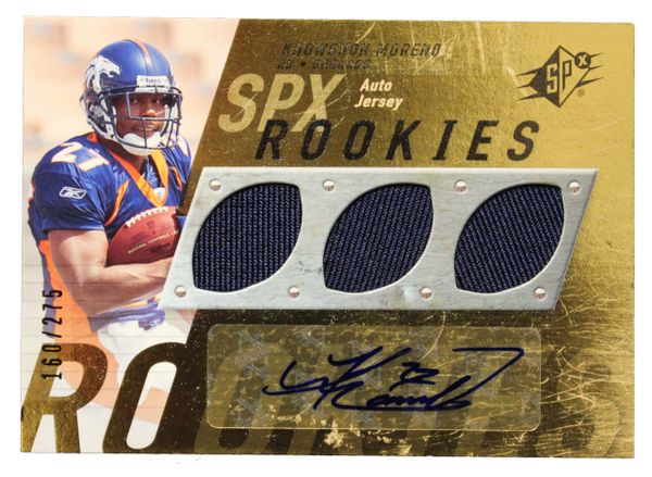 Denver Broncos, Knowshon Moreno Autographed, 2009 SPx Rookies Gold #95 Card, # 160 / 275