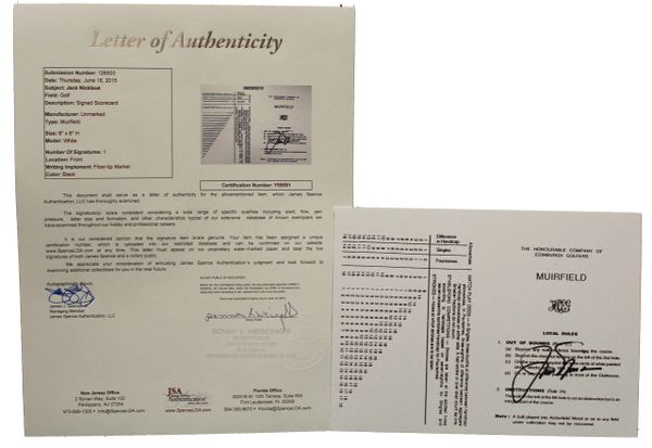 Jack Nicklaus Signed Muirfield Scorecard - JSA Authenticated # Y59591