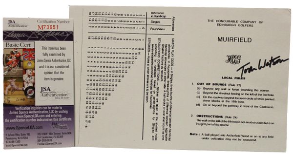 Tom Watson Signed Muirfield Scorecard - JSA Authenticated # M73651