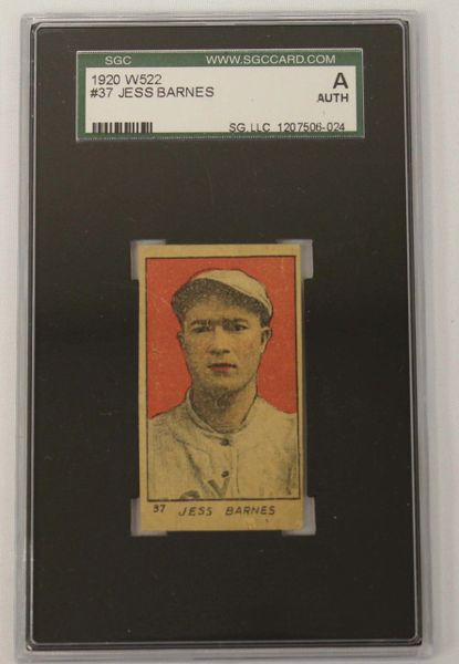 1920 W522 Jess Barnes SGC Authenticated # 1207506-024