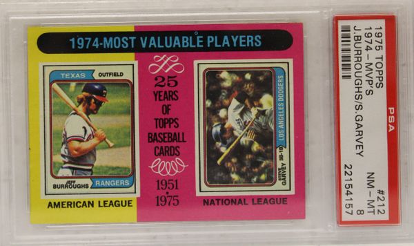 Jeff Burroughs / Steve Garvey 1974 - MVP'S - 1975 Topps - PSA graded 8