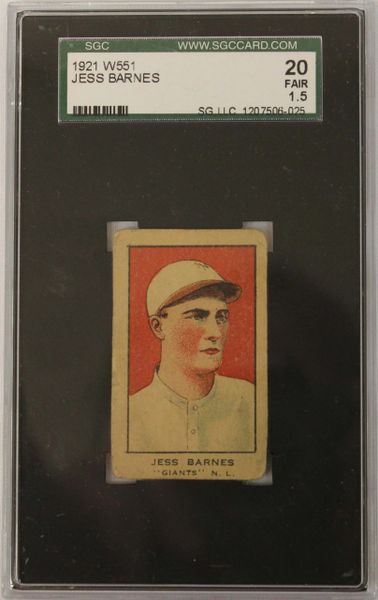 1921 W551 Jess Barnes SGC Authenticated # 1207506-025