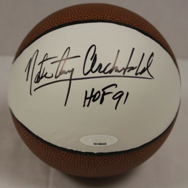 Nate Archibald Autograph Mini Basketball With Inscription HOF 91 - Tri Star Authenticated # 7610649