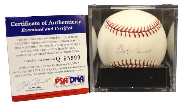 Bob Feller Autographed Official ML Rawlings Baseball, PSA Authenticated Q65999