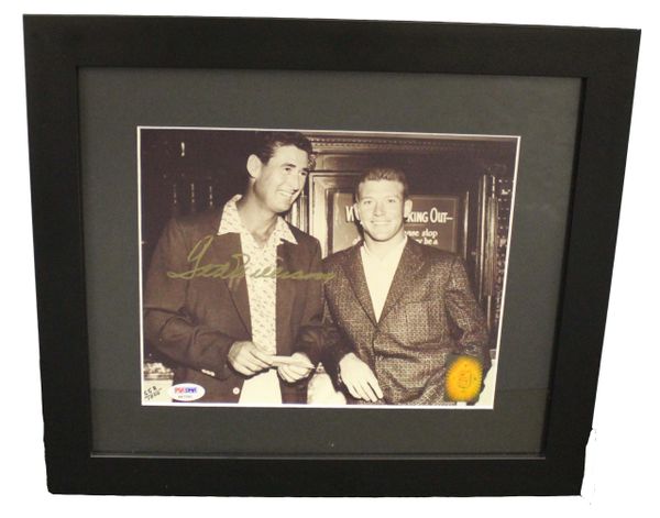 Mickey Mantle Signed Photograph with Matted Jersey In Framed Display