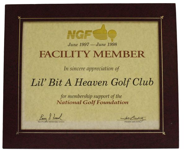 Jack Fleck, Lil' Bit A Heaven Golf Club, Facility Member Certificate - 1997-1998