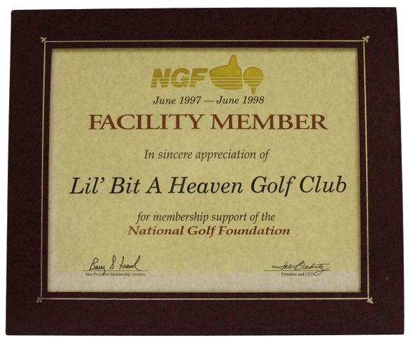 Jack Fleck, Lil' Bit A Heaven Golf Club, Facility Member Certificate - 1997-1998