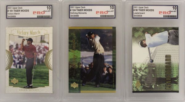 2001 Upper Deck Tiger Woods PRO Card - Set of 3 Different Cards