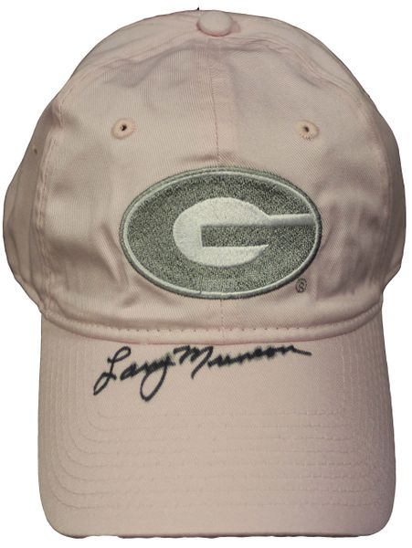 Larry Munson Autographed University of Georgia Bulldog Hat - Pink