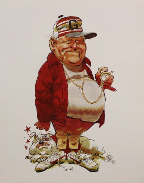 1992 University of Georgia Bulldog Jack Davis Print Featuring Bill Hartman