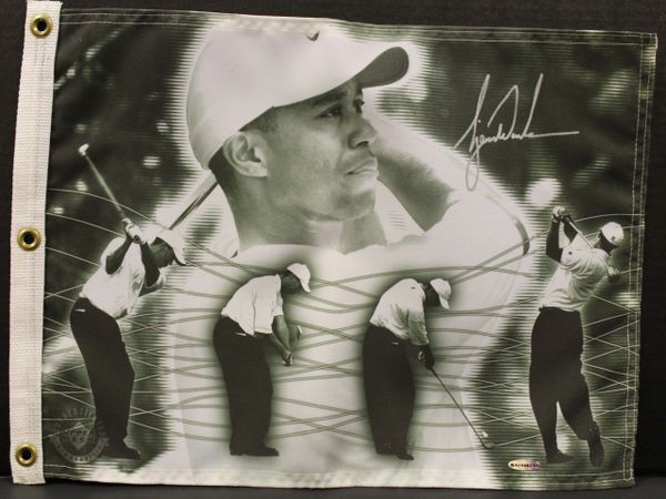 Tiger Woods Signed Printed Pin Flag #2 Upper Deck Authenticated