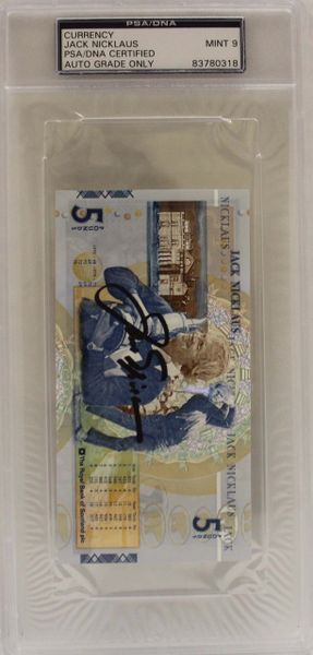 Jack Nicklaus Autographed Commemorative 5 Pound Note - The British Open PSA/DNA MINT 9