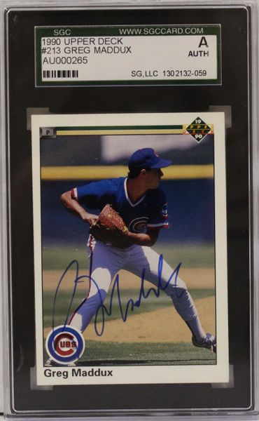 1990 Upper Deck Autorgaphed Greg Maddux SGC Graded AUTH