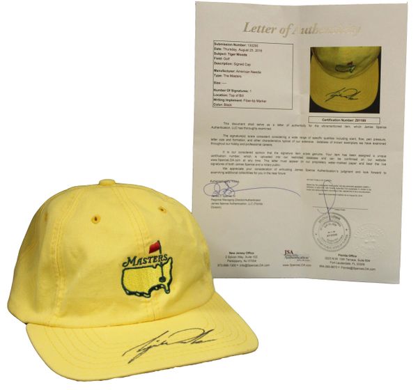 Tiger Woods Autographed Non-Dated Master Hat, JSA Authentication Z01185