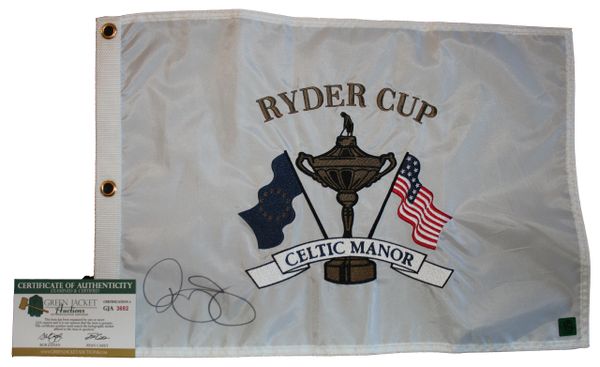 Rory McIlory Signed 2010 Ryder Cup Pin Flag - Green Jacket Authenticated