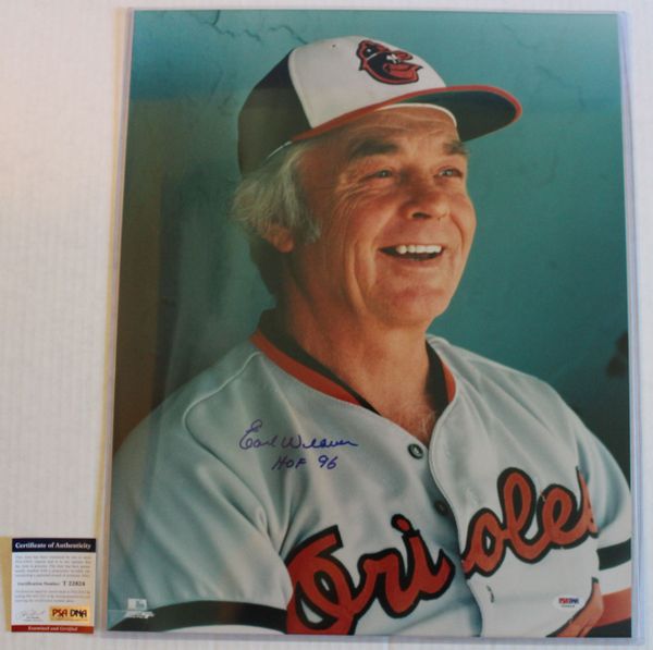 Earl Weaver Autographed HOF 96 Picture - PSA / DNA Authenticated