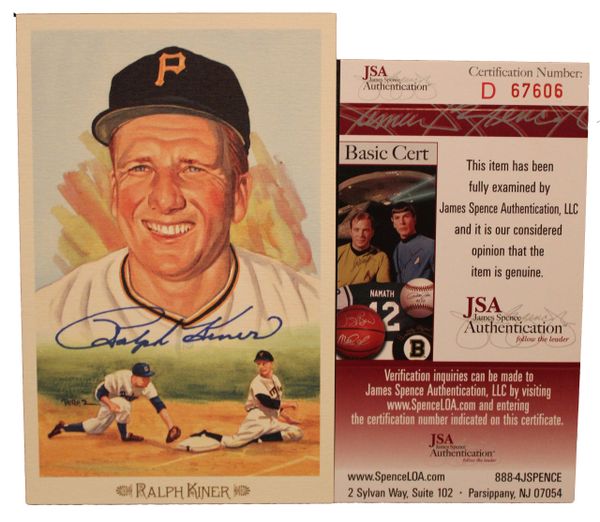 Ralph Kiner Signed Perez Steele Baseball Postcard - JSA Authenticated