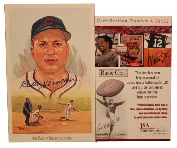 Billy Herman Signed Perez Steele Baseball Postcard - JSA Authenticated