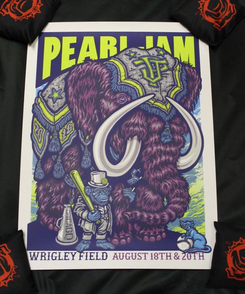 Pearl Jam 2018 Concert Poster, Chicago Wrigley Field, Ames Bros - August 18 & 20