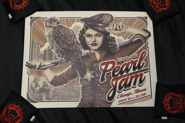 Pearl Jam 2018 Concert Poster, Chicago Wrigley Field, Paul Jackson - August 18 & 20