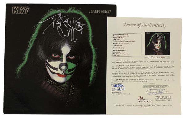 Autographed Peter Criss Album Cover, JSA, LOA