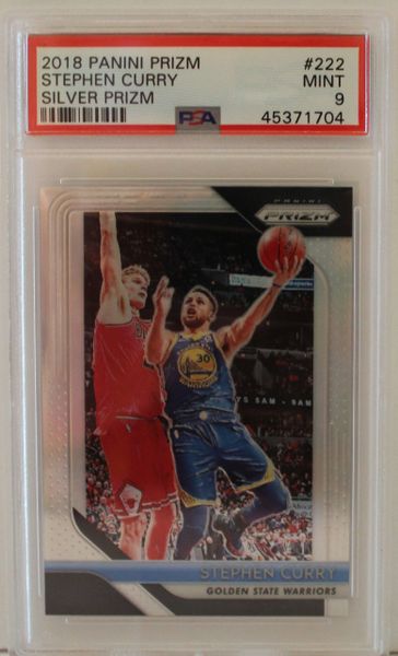 2018 Panini Prizm, Stephen Curry, Silver Prizm, PSA 9 (45371704)