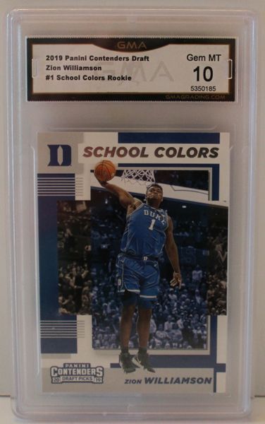 2019 Panini Contenders Draft, Zion Williamson, #1 School Colors Rookie, GMA 10 (5350185)