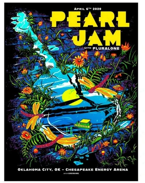 PEARL JAM April 6, 2020 - Oklahoma City, OK - Tour Poster - Artist - Munk One