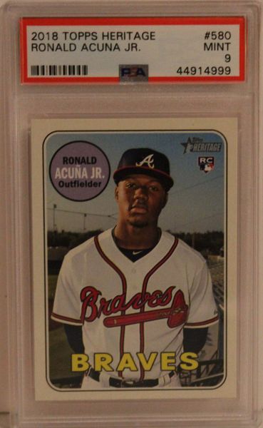 2018 TOPPS Heritage Ronald Acuna Jr. PSA - Mint 9 - 44914999