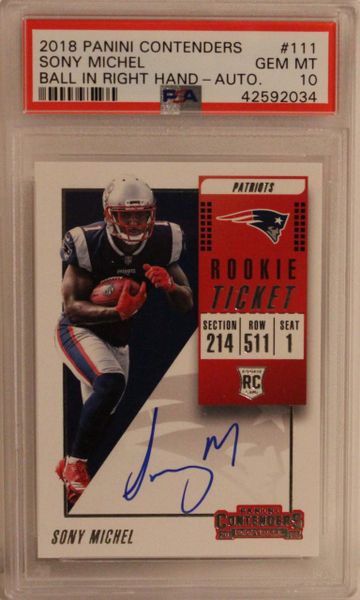 2018 Panini Contenders Sony Michel Ball In Right Hand-Auto PSA #10 42592034