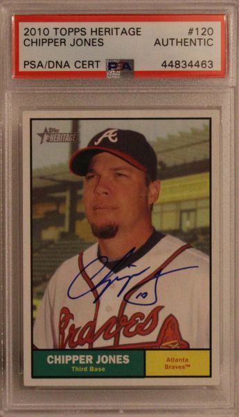 2010 TOPPS Heritage Chipper Jones PSA/DNA CERT 44834463