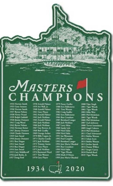 2020 Masters, Augusta National Golf, Champions Metal Sign Green