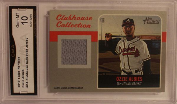 2019 Topps Heritage - Ozzie Albies - #QA Clubhouse Collection Jersey - GMA GEM MT 10