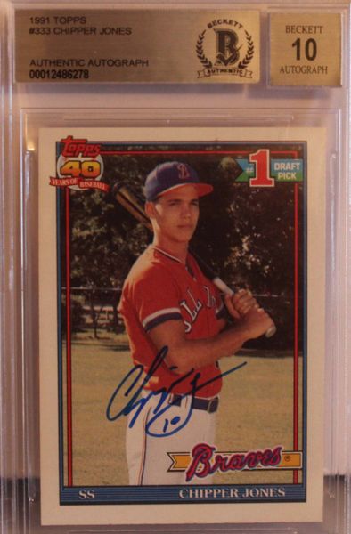 1991 Topps - #333 Chipper Jones - Beckett Authentic Autograph - 10