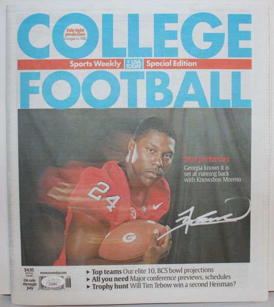 2008 Knowshon Moreno Autographed USA Today Newspaper - College Football Special Edition - JSA Authenticated # JJ36693