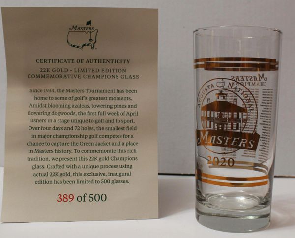 MASTERS 2020 Commemorative Champions Glass, 22K Gold Limited Edition # 389 of 500