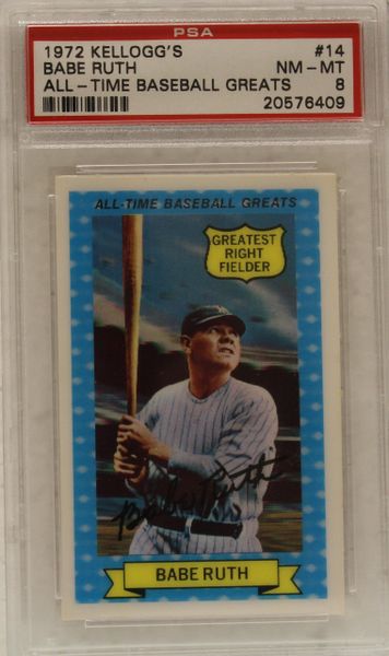 1972 Babe Ruth - Kellogg's - All Time Baseball Greats - PSA Graded 8 (20576409)