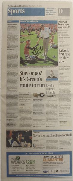 A.J. Green - Autographed Atlanta Journal-Constitution- UGA Vs Georgia Tech - November 25, 2010