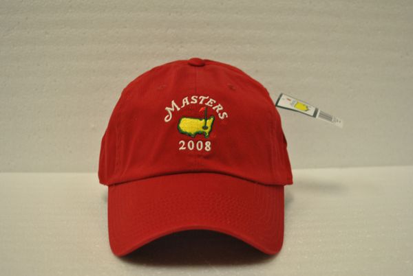 2008 Dated Masters Slouch Hat With Date Below Masters Logo, Red