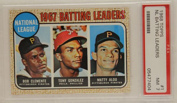 1968 Topps - NL Batting Leaders - Bob Clemente-Tong Gonzales-Matty Alou- PSA Graded 7 (05477404