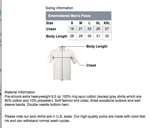Men's Polo (Size Chart) | Earth Federation Online Store