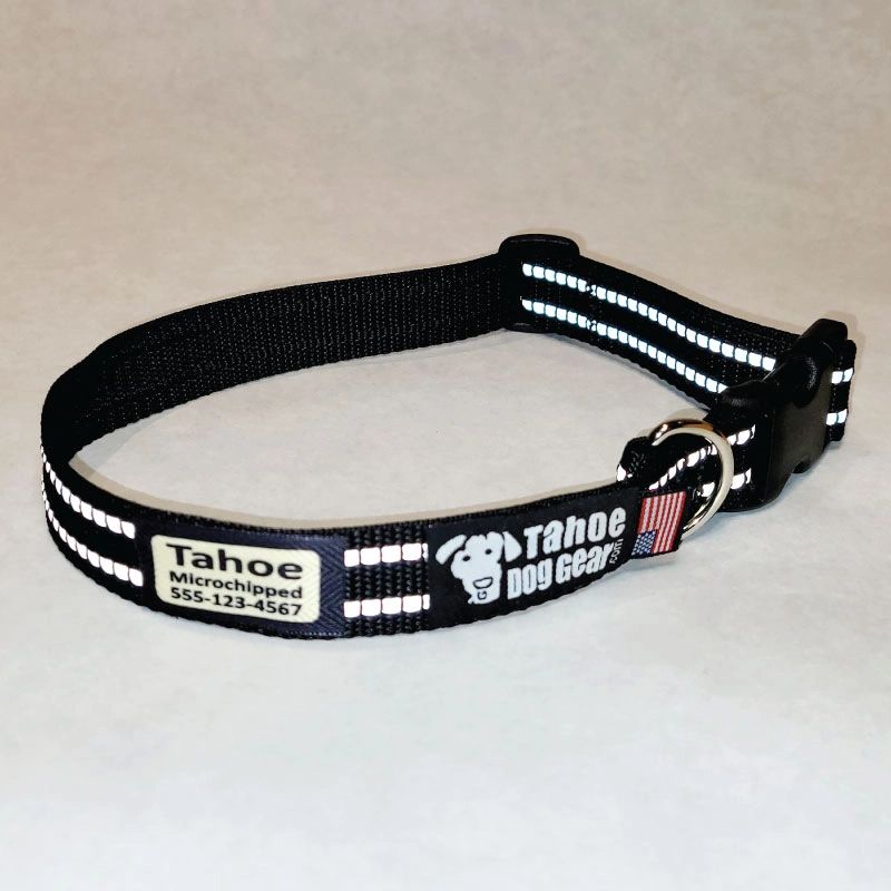 Personalized Custom Name ID Dog Collars Reflective Black