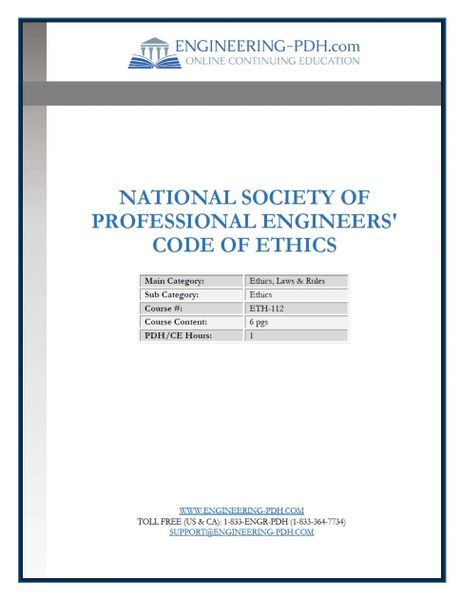 Eth 112 1 Hrs Nspe Code Of Engineering Ethics