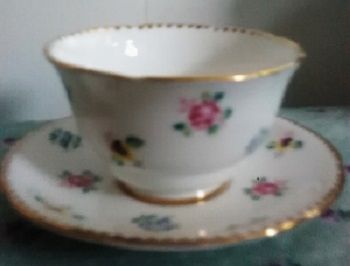 Royal Stafford Rose Pansy Forget Me Not Open Sugar Bowl and Saucer