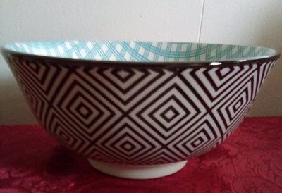 Geo Pattern Blue and Black Bowl