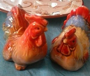 Rooster and Hen Retro Repro Salt & Pepper Shakers